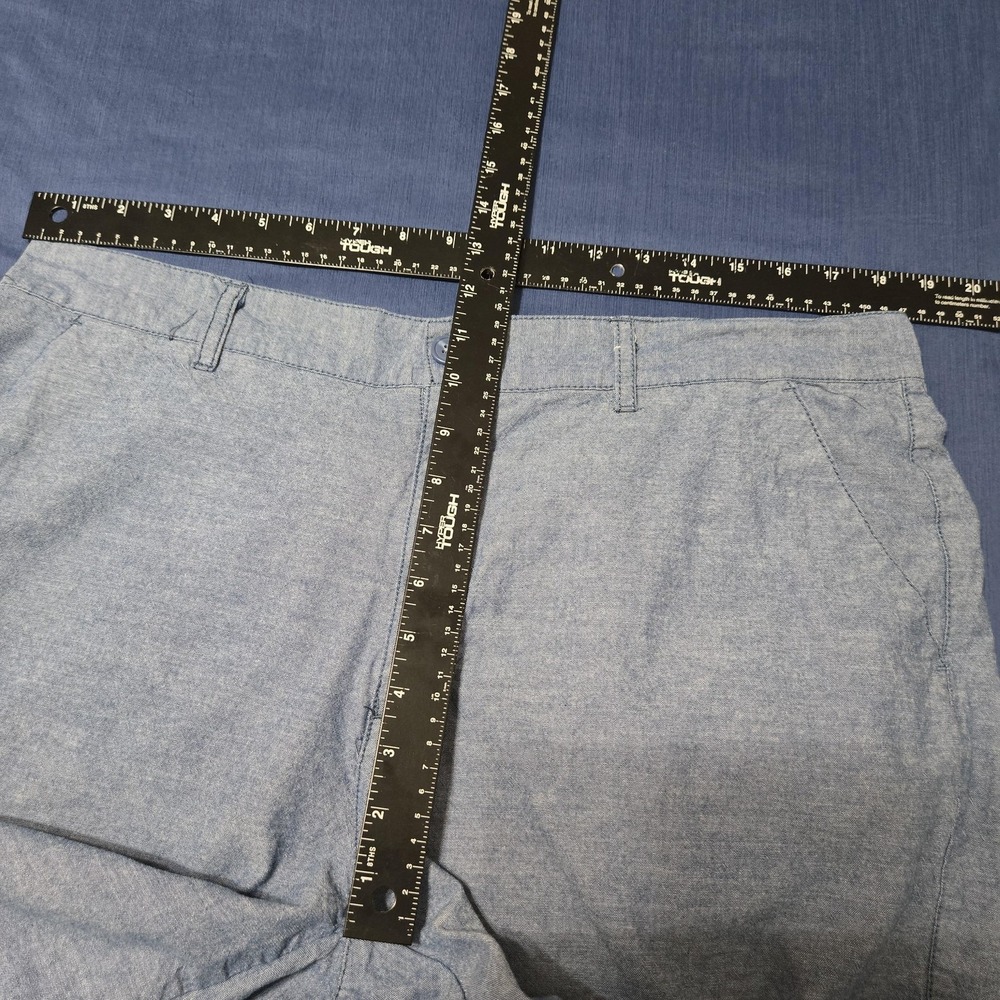 Rustic Blue Shorts Mens 38 Blue 100% Cotton Chino Denim Flat Front Summer Casual - Picture 3 of 8